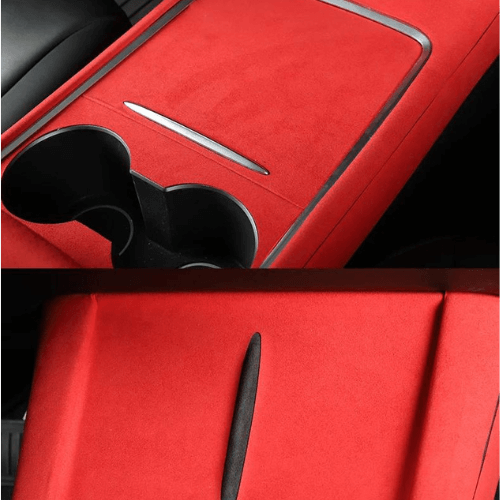 Haut de gamme covering console centrale rouge pour Tesla, ajoutant style et protection à l'intérieur du véhicule.
