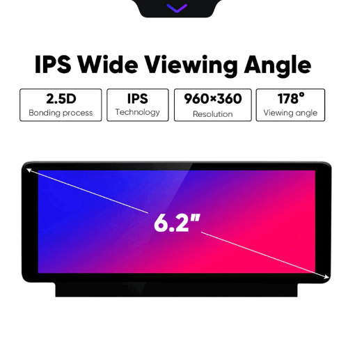 Ecran LCD 6.2" pour tableau de bord Tesla Model 3 avec angle de vue IPS et résolution 960x360.
