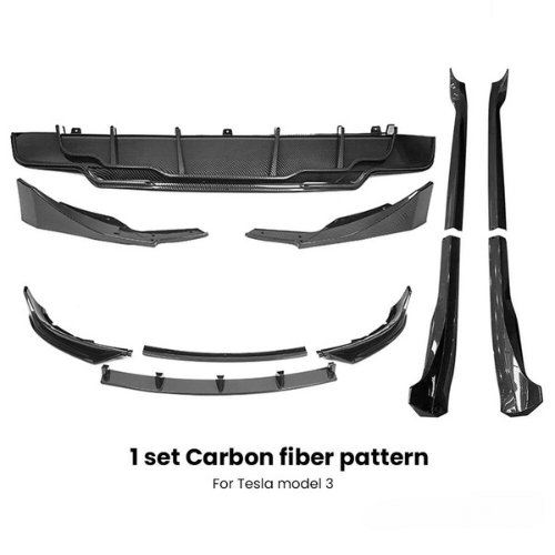 Kit carrosserie Aero en fibre de carbone pour Tesla Model 3, pièces pour améliorer l'aérodynamisme et le style.