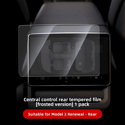 Central control rear tempered film for Tesla Model 3 or Y, providing high clarity and scratch protection.