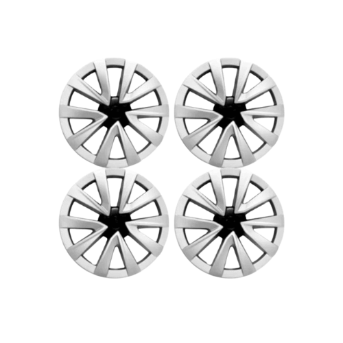 Set of four 18-inch wheel covers designed for Tesla, featuring a sleek modern design and durable materials.