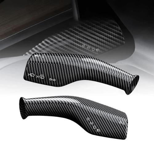 Covering de commodos en carbone pour volant Tesla, ajoutant style et protection contre l'usure quotidienne.