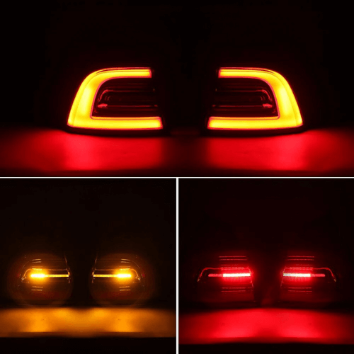 Feux LED arrière type OEM pour Tesla, offrant un design authentique et une illumination optimale dans l'obscurité.