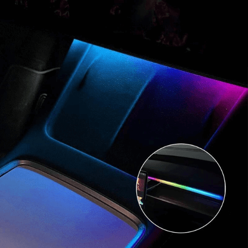 Pack éclairage d'ambiance LED multicolore pour Tesla, créant une atmosphère personnalisée à l'intérieur du véhicule.