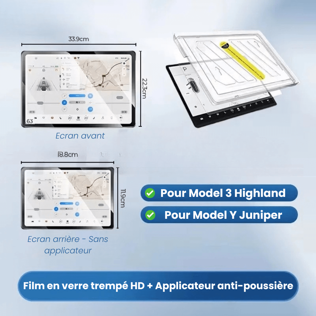 Protection d'écran en verre trempé HD pour Tesla Model 3 Highland et Model Y Juniper avec applicateur anti-poussière.