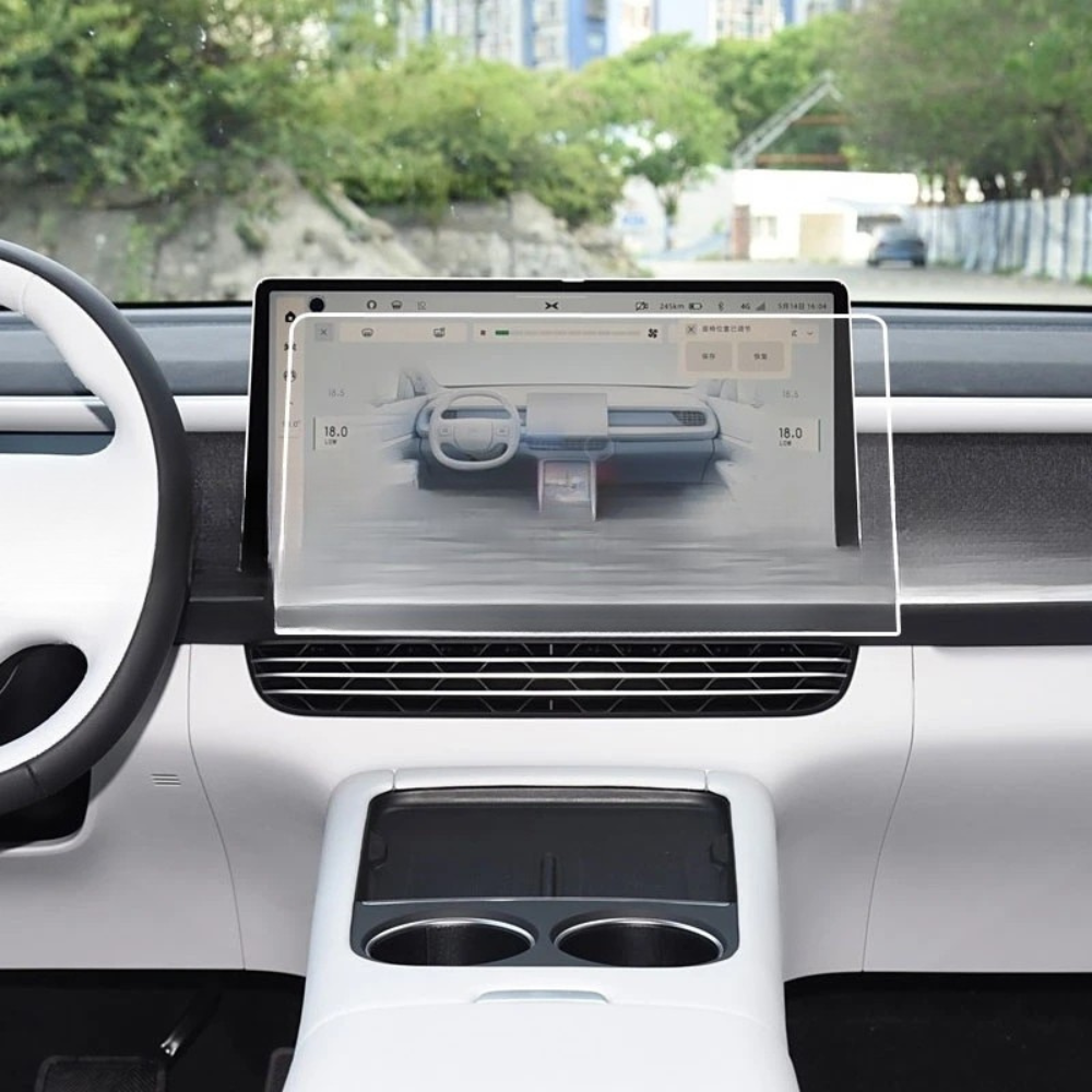 Film de protection d'écran en verre trempé pour écran tactile de véhicule électrique, installé sur écran GPS.