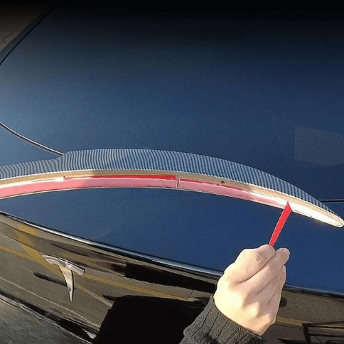 High-quality carbon fiber spoiler for Tesla Model 3, designed to enhance aerodynamics and aesthetics.