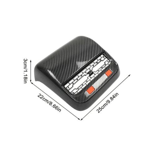 Covering aérateur arrière en carbone pour Tesla, dimensions 25cm x 22cm x 3cm, ajoute style et protection.