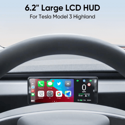 6.2" LCD HUD display for Tesla Model 3 Highland enhancing driving experience with clear, precise information.