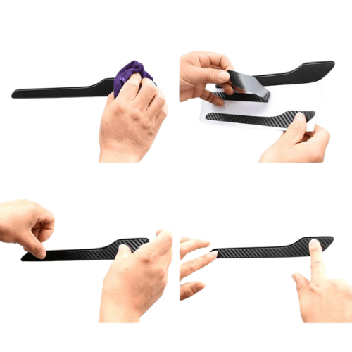 Step-by-step application of door handle covering for Tesla Model 3 and Y with high-quality materials.