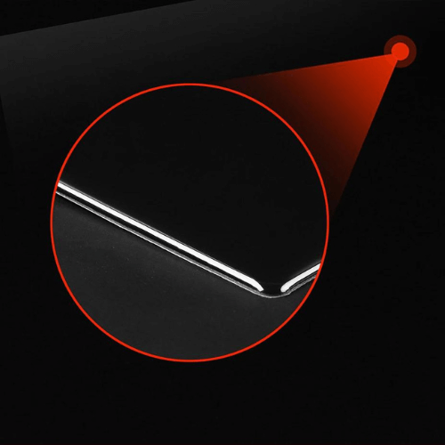 Close-up view of a polished edge detail showcasing the sleek design of a door pillar covering.