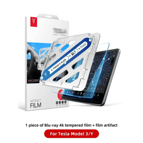 Protection d'écran 4K pour Tesla Model 3 et Y, film en verre trempé, transparence et durabilité optimales.