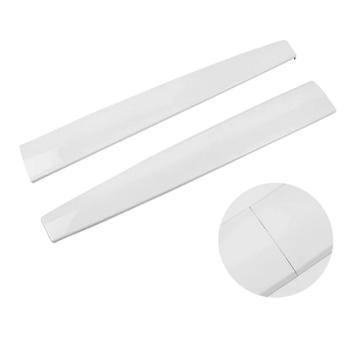 Set of two sleek white dashboard cover strips designed for Tesla interiors, enhancing style and protection.