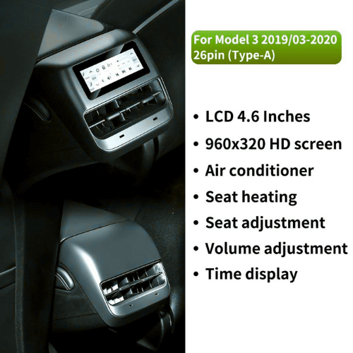 Ecran LCD de 4,6 pouces pour Tesla Model 3, avec écran HD 960x320 et commandes de confort.
