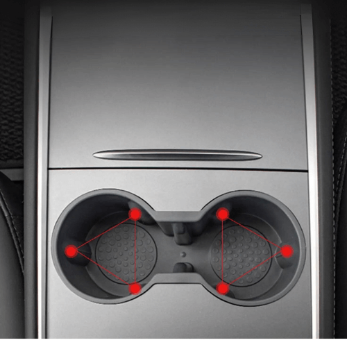 Cup holder design for Tesla Model 3 and Y, showcasing stylish protection accessories and high-quality materials.