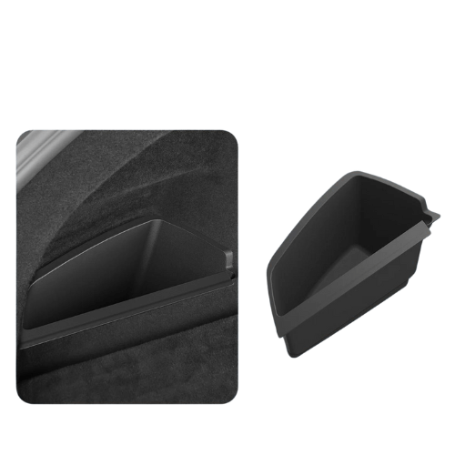 Bac de rangement coffre Tesla en plastique noir, optimisant l'espace et offrant une organisation parfaite.