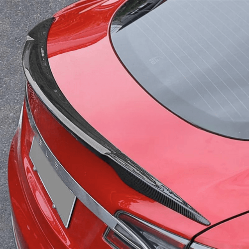 High-quality carbon fiber spoiler for Tesla Model S enhancing aerodynamics and appearance.