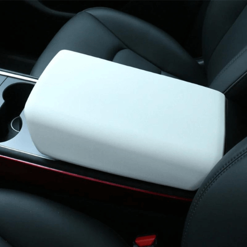 Accoudoir central en TPE blanc, élégant et confortable pour Tesla, protège contre l'usure intérieure du véhicule.