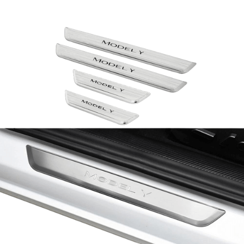 Kit de seuils de portière rétroéclairés pour Tesla Model 3 et Model Y avec design élégant.