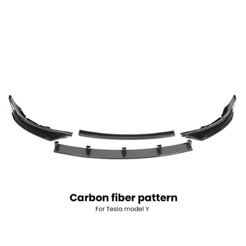 Carbon fiber kit for Tesla Model Y, enhancing aerodynamics and style.