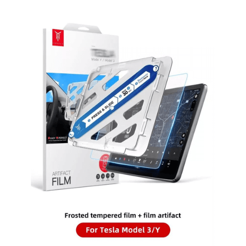 Protection d'écran frosted film pour Tesla Model 3/Y, offre une protection durable et transparente.