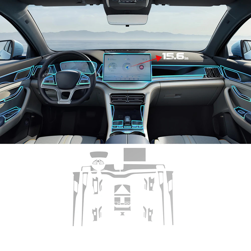Intérieur de la voiture BYD Seal U avec écran tactile 15,6 pouces et design moderne.