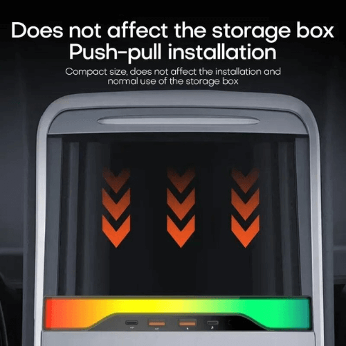 HUB USB for Tesla Model 3/Y featuring compact design for easy installation in console storage.