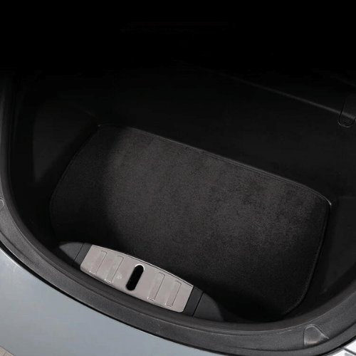 Tapis de coffre en moquette pour Tesla Model 3 et Y, offrant style et protection dans l'espace de chargement.