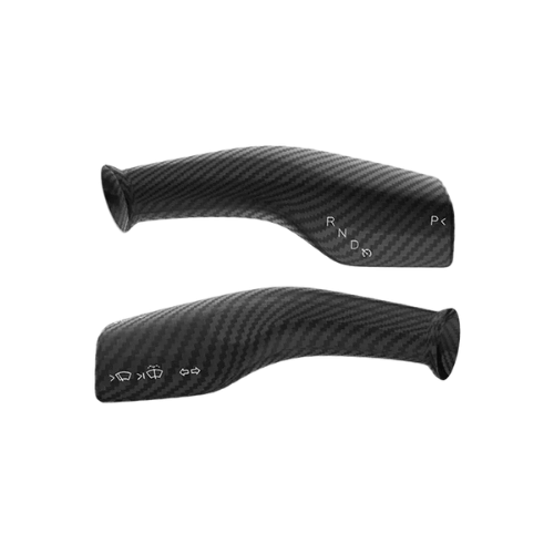 Covering de commodos en carbone pour volant Tesla, ajoutant style et protection contre l'usure quotidienne.