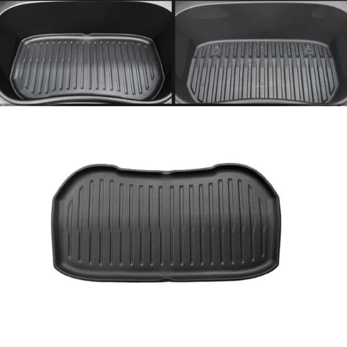 Tapis de coffre en caoutchouc pour Tesla Model 3, protection élégante et fonctionnelle pour l'espace de chargement.