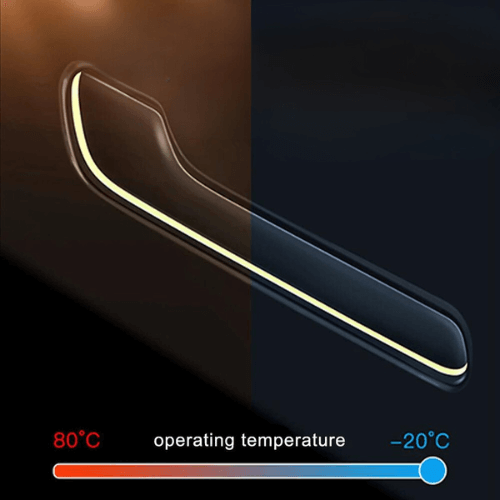 Tesla Model 3 or Y door handle covering showcasing temperature range from -20°C to 80°C for durability.