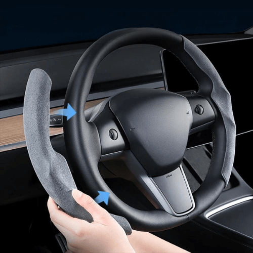Couvre volant en suédine offrant luxe et confort pour personnaliser votre Tesla avec un design ergonomique.