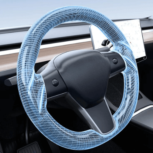 Couvre volant en fibre de carbone pour Tesla Model 3 et Y, ajoutant luxe et confort à votre expérience de conduite.