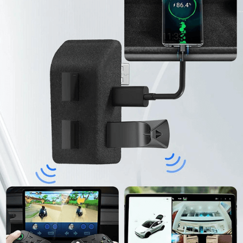HUB USB pour Tesla avec ports supplémentaires pour charger et connecter des appareils en voiture électrique.