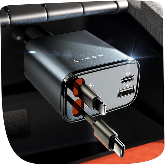 LISEN Retractable 84W Fast Car Charger