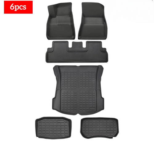 Tapis de protection intérieur Tesla Model 3 et Y, ensemble de 6 pièces en TPE, design élégant et durable.