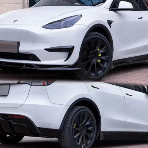 Tesla Model Y with Aero body kit showcasing sleek design and enhanced aerodynamics.