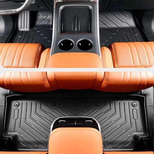 Tapis de sol toutes saisons en TPE pour voiture BYD, protection intérieure en noir et orange, modèles Seal U et Seal U-DMI.