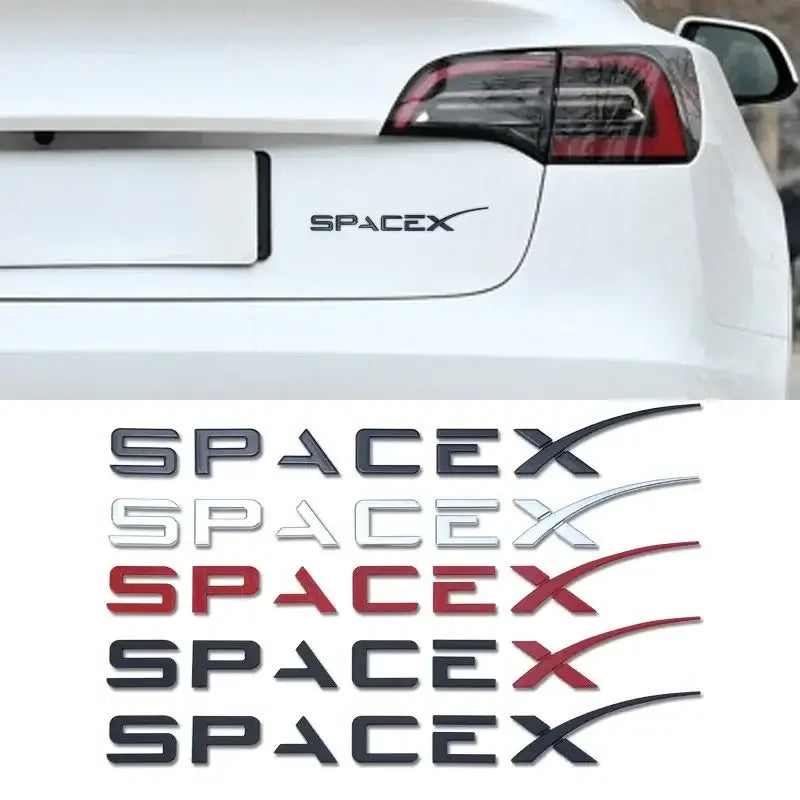 Logos Space X pour véhicules électriques Tesla, gamme de designs exclusifs et durables.