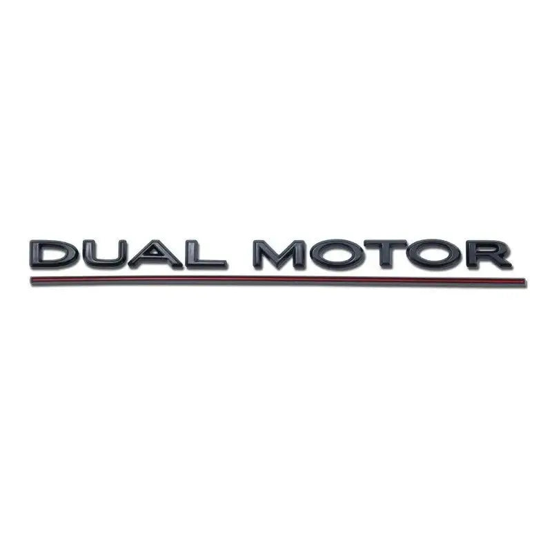 Emblème Dual Motor de Tesla, logo élégant pour véhicule électrique, conçu pour une installation facile et durable.