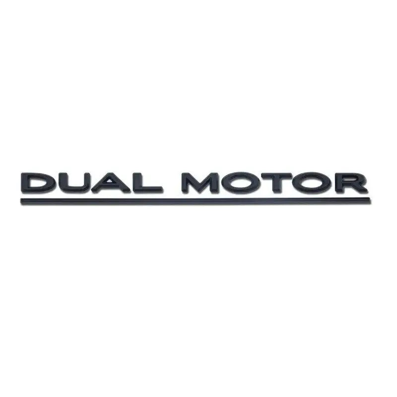 Logo DUAL MOTOR en noir, conçu pour une élégance moderne et durable dans les véhicules électriques Tesla.
