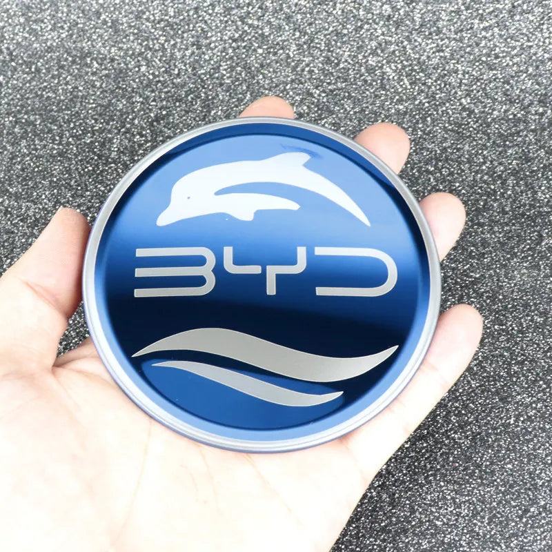 Emblème de volant BYD en inox, finition premium, accessoire automobile pour modèles BYD.