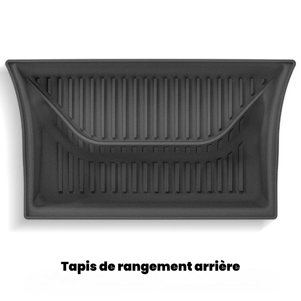 Tapis de rangement arrière pour Tesla Model Y, protection et organisation optimale du coffre.