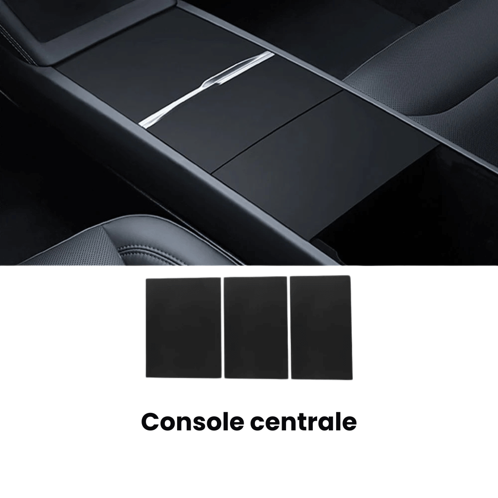 Covering console centrale for Tesla Model Y Juniper 2025, protecting the central panel and wireless charger.