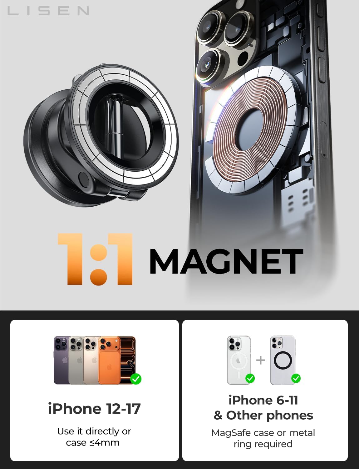 LISEN MagSafe Vacuum Car Mount
