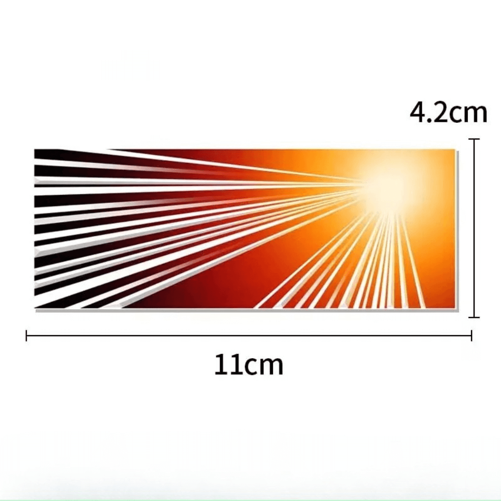 Graphic design featuring orange and white rays with dimensions 11cm x 4.2cm, ideal for decorative purposes.