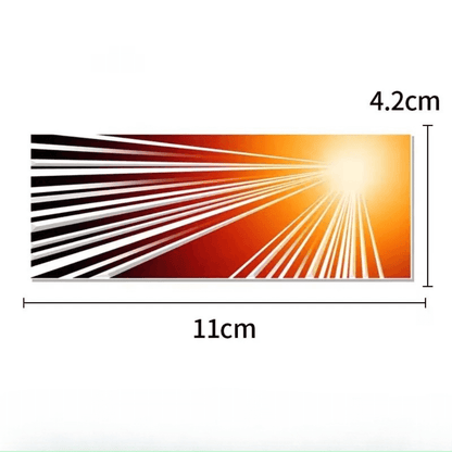 Graphic design featuring orange and white rays with dimensions 11cm x 4.2cm, ideal for decorative purposes.