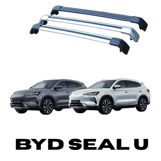 Barres de toit en aluminium pour véhicule BYD Seal U, idéales pour transporter bagages et équipements.