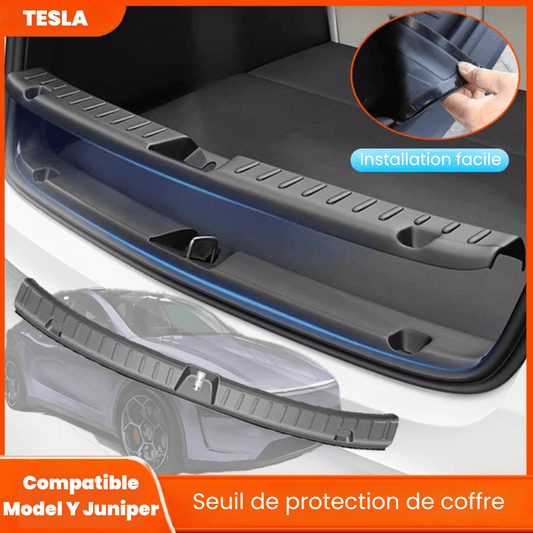 Protection de seuil de coffre pour Tesla Model Y Juniper 2025+, installation facile et matériau durable.