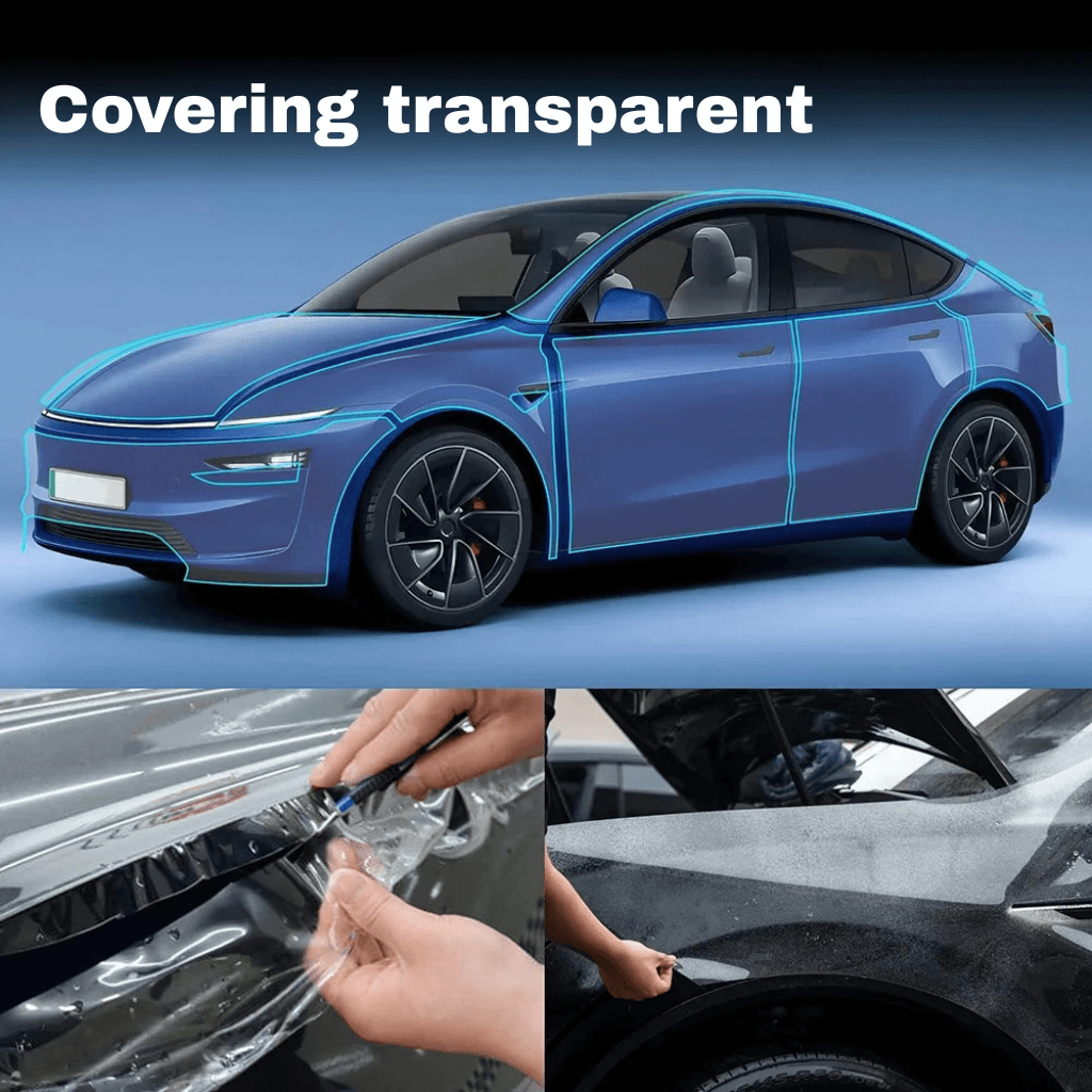 Covering de Protection Transparent pour Tesla Model Y, installation et protection contre les rayures, finition brillante.